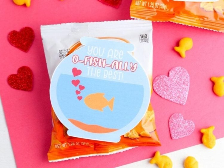 printable goldfish valentines with valentine decorations and goldfish pack