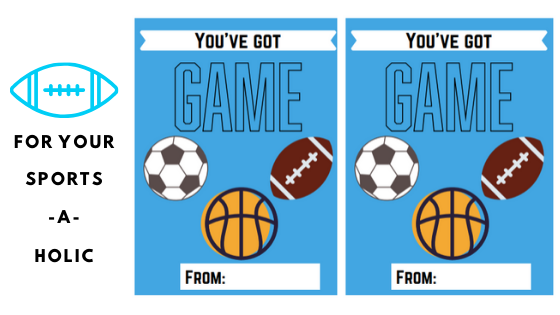 printable sport lover valentine cards