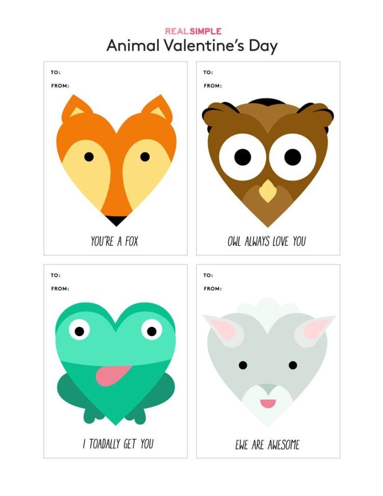 valentines day heart shaped animal cards