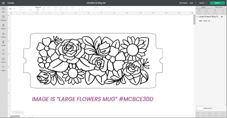 large flowers mug floral design in design space