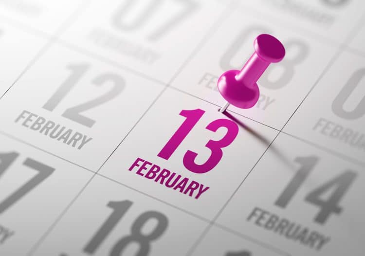 February 13 marked on a calendar to remind you of Galentine's Day