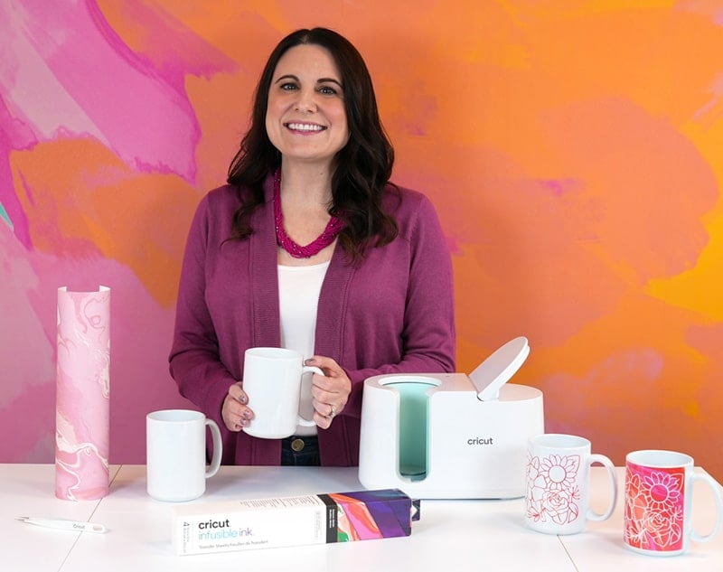 heidi from happiness is homemade with cricut mug press and mugs