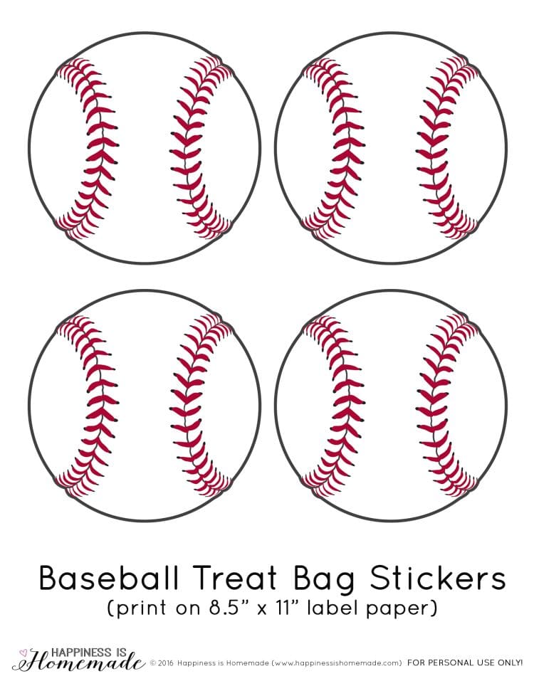 baseball treat bag stickers for kids baseball games