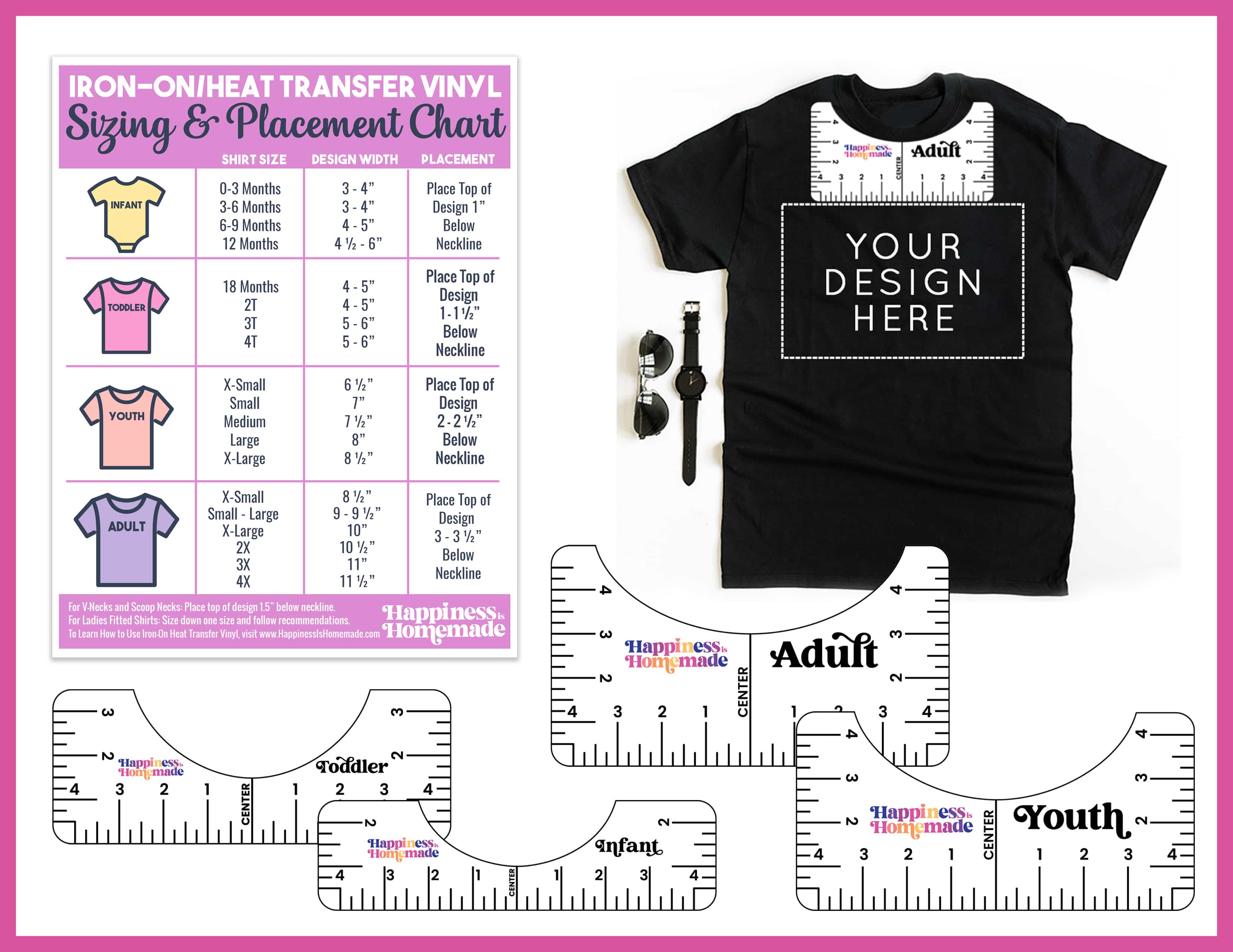 t shirt ruler guides and placement chart