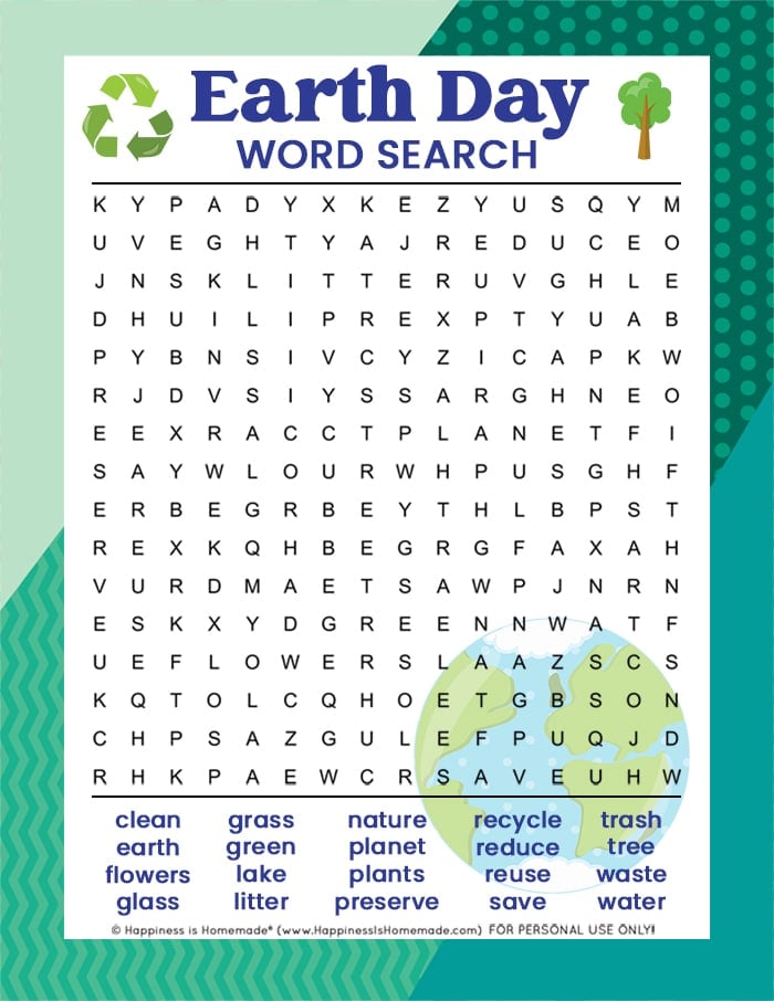 printable earth day word search puzzle game