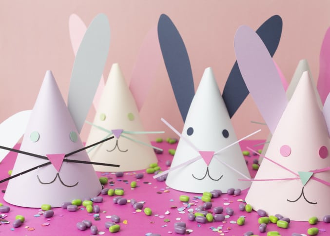 paper cones turned into easter bunnies 