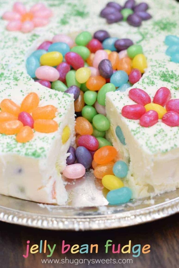 white fudge with jelly beans