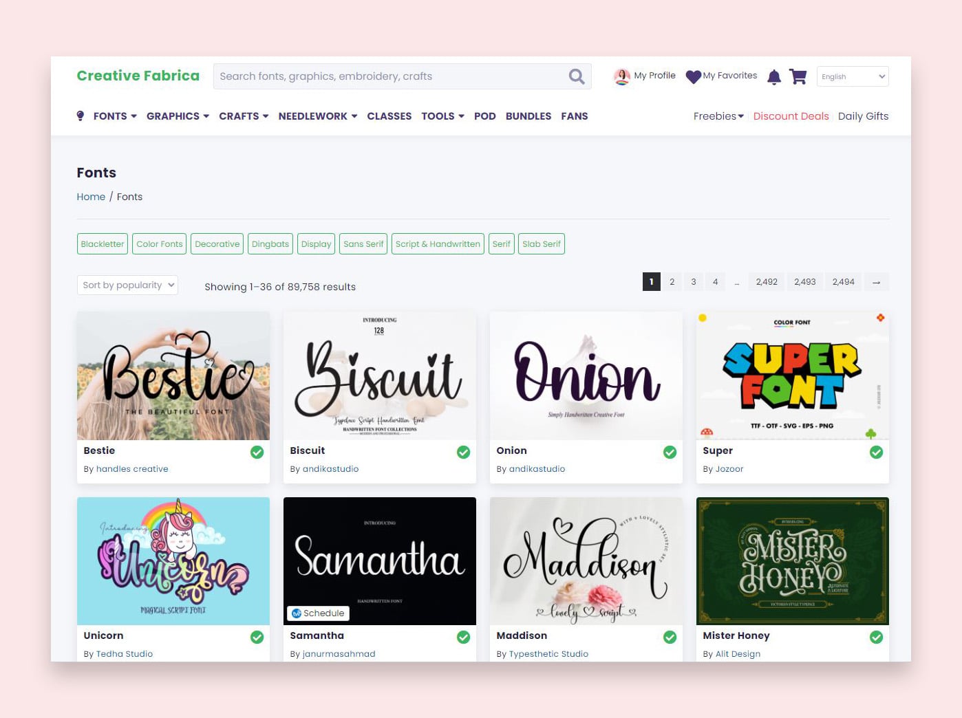 Creative fabrica fonts screenshot