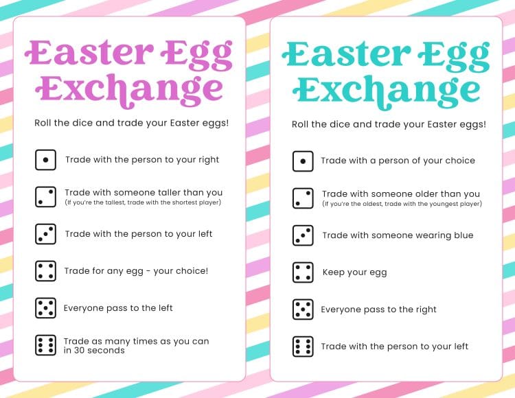 Easter Egg Exchange Graphic - free printable game