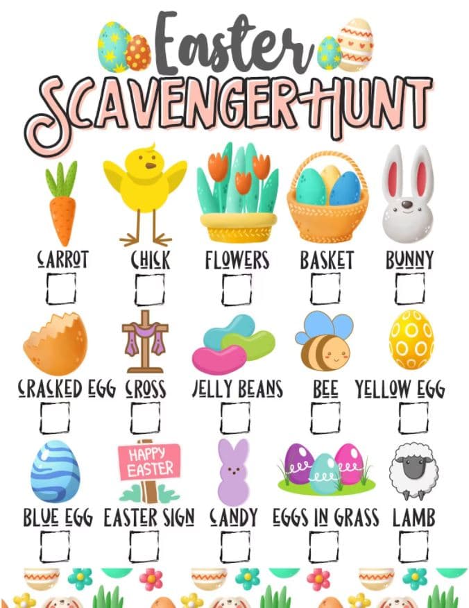 printable easter scavenger hunt card