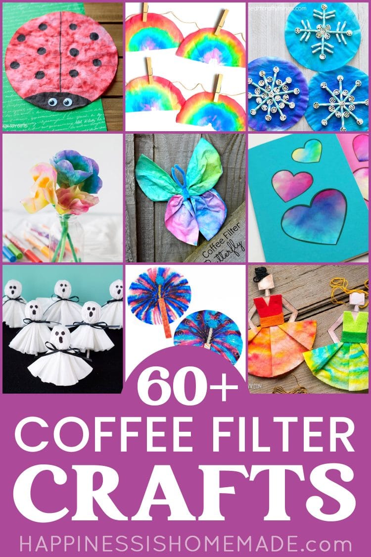 60+ coffee filter crafts pin graphic