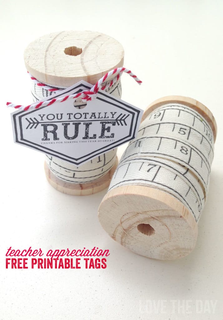 you totally rule gift tag on spools of measuring tape