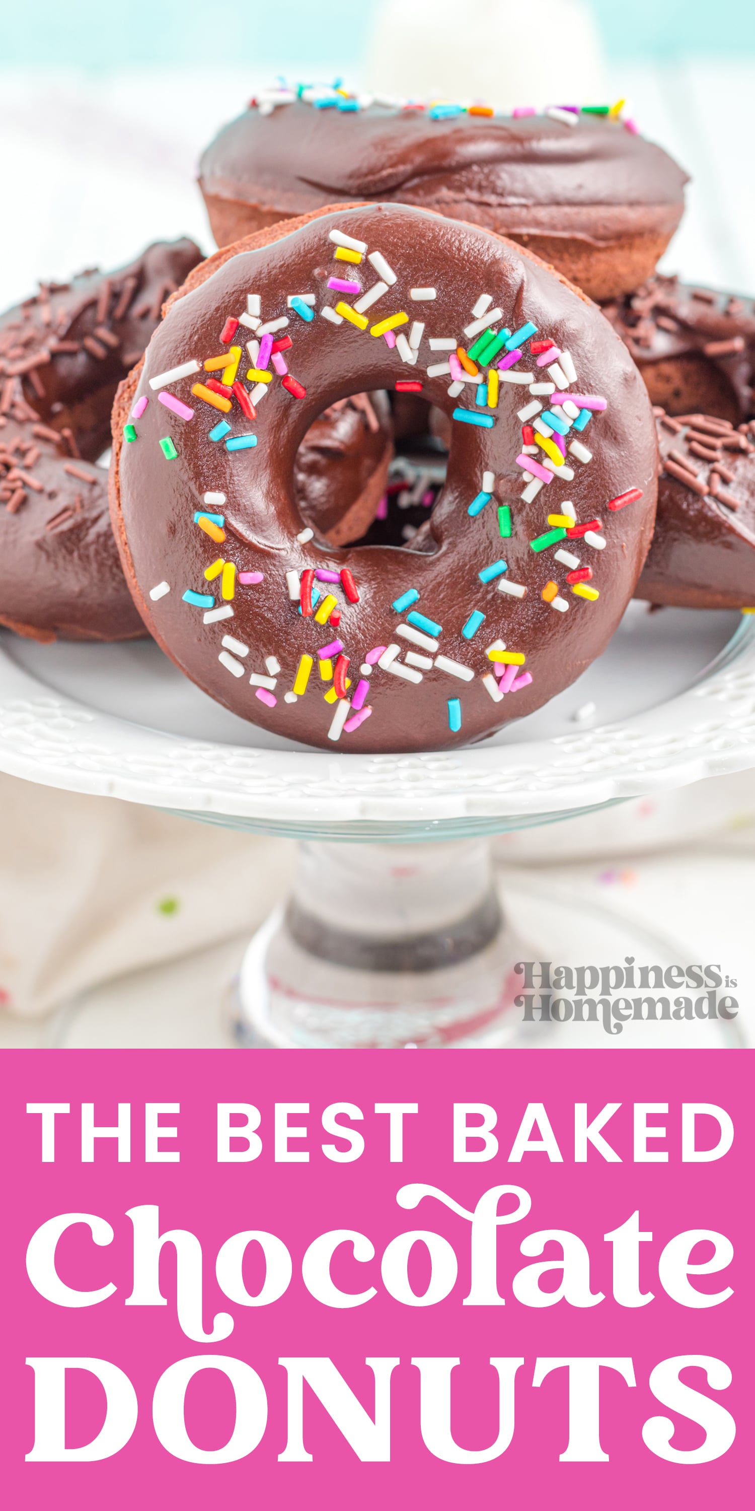 Baked Chocolate Donuts with Chocolate Ganache Glaze - Happiness is