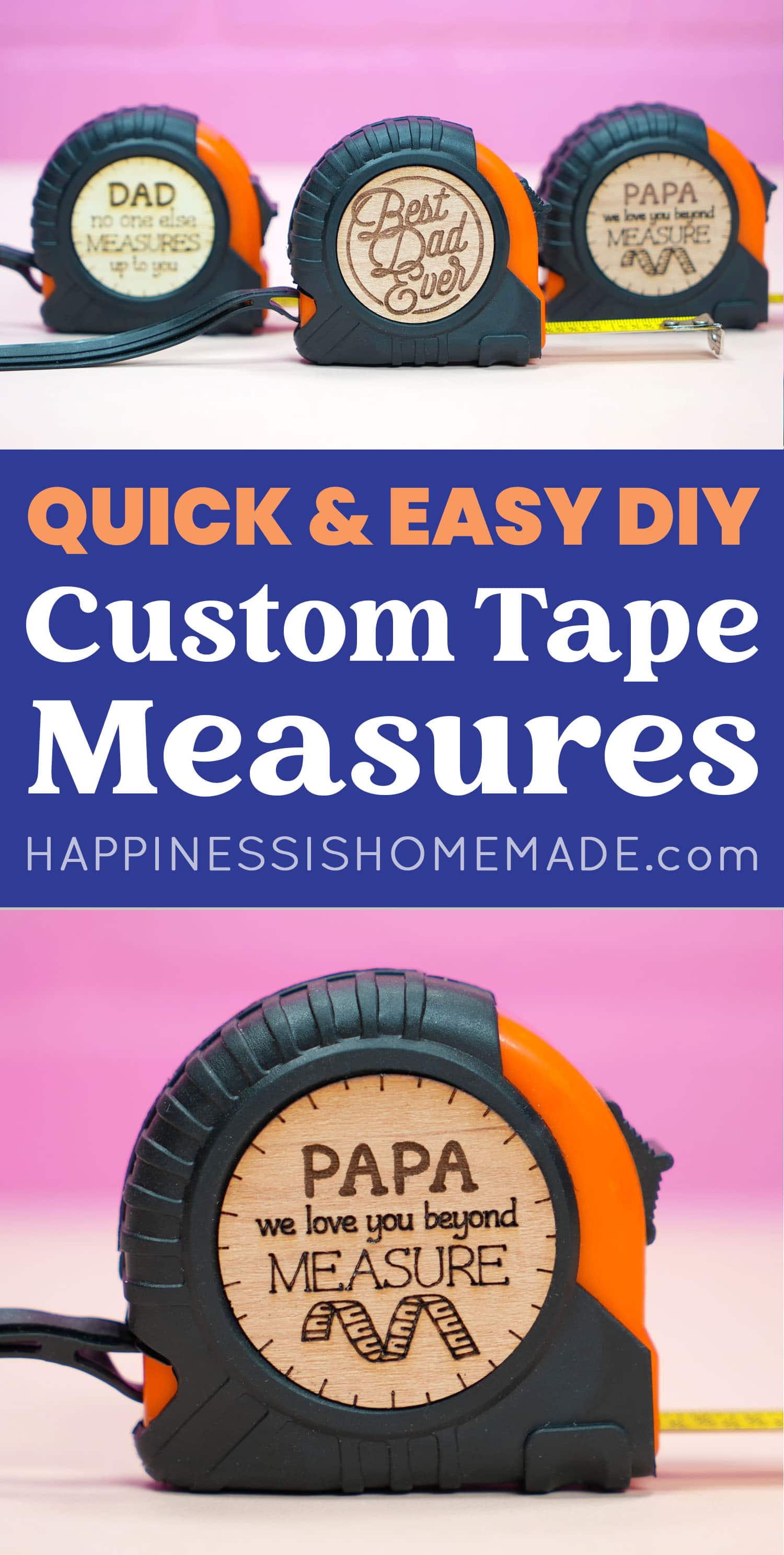 Personalized Laser Engraved Mini Tape Measure Father's Day Gift