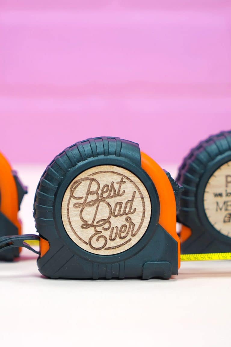 "Best Dad Ever" Tape Measure on Pink background