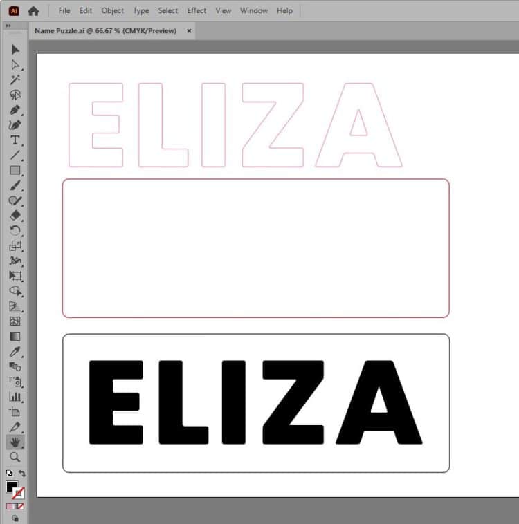 name Eliza in glowforge software