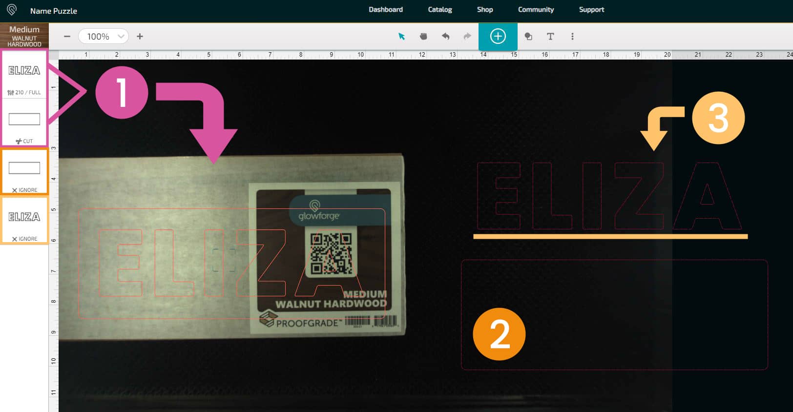 screenshot of glowforge software