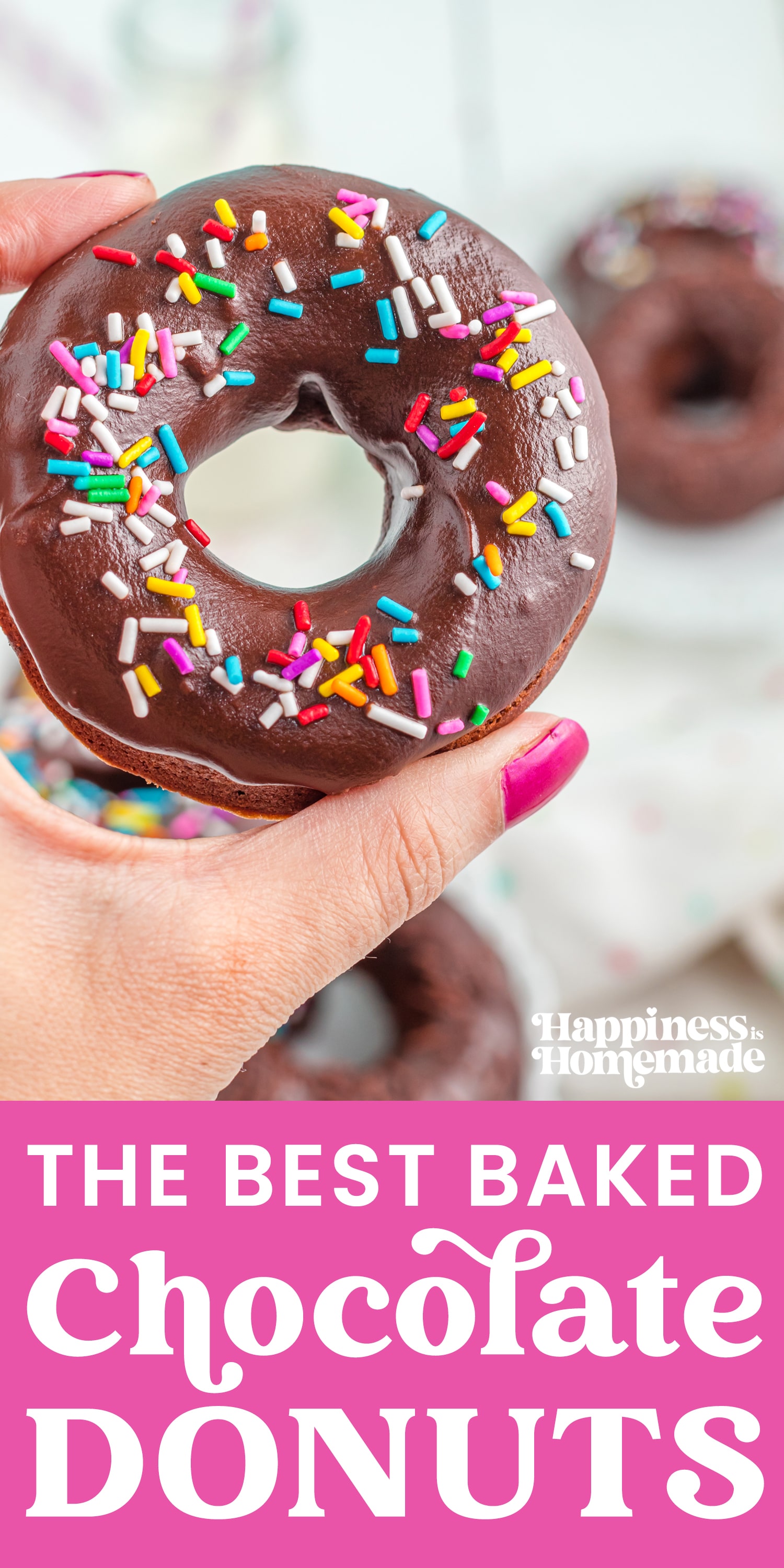 Baked Chocolate Donuts with Chocolate Ganache Glaze - Happiness is