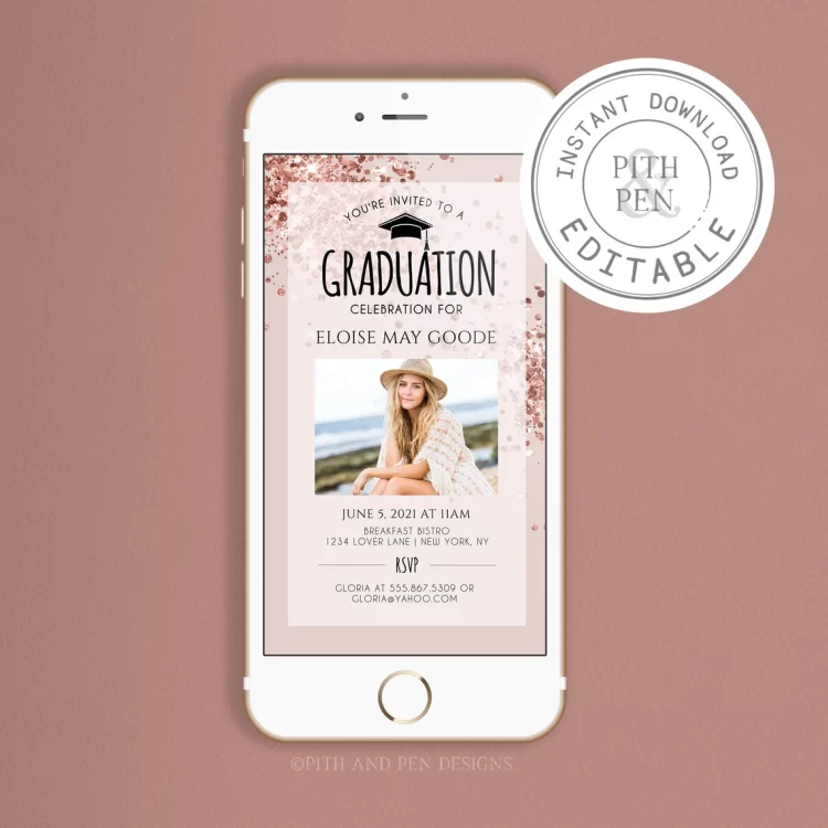 graduation party invitation on phone