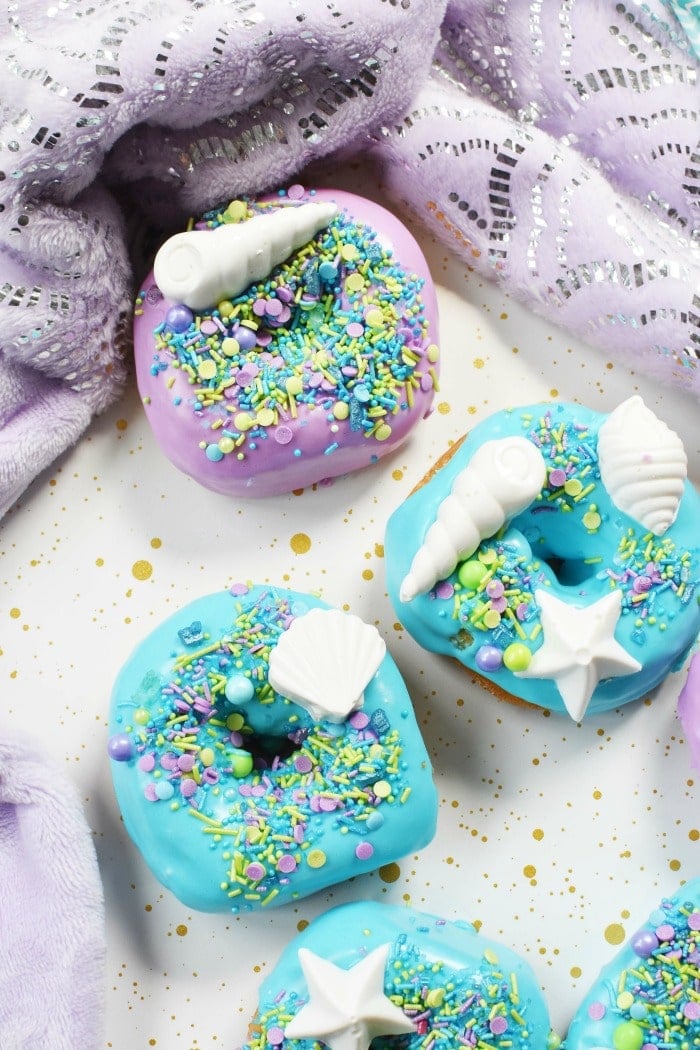 mermaid party donuts with mermaid sprinkles