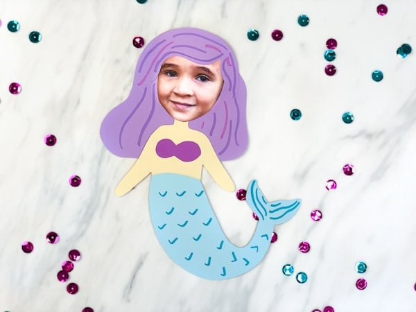 paper mermaid with kids face photo