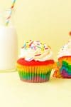 Rainbow Cupcake on a table