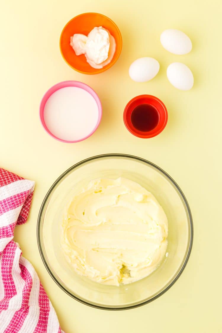 Rainbow Cupcakes - Wet Ingredients in bowls