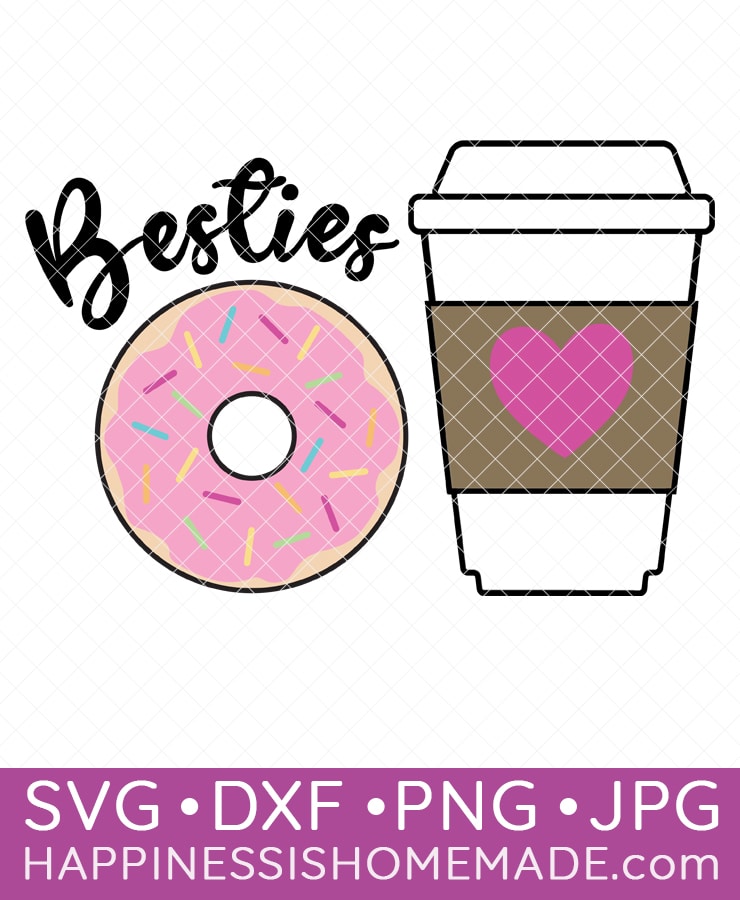 besties donut and coffee svg file

