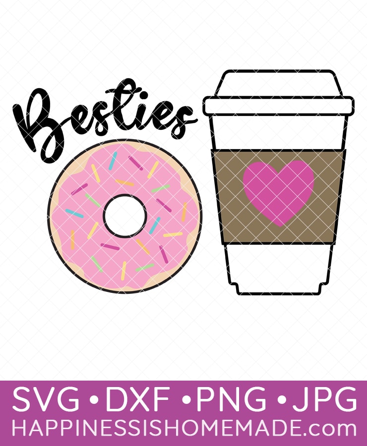 besties donut and coffee svg file
