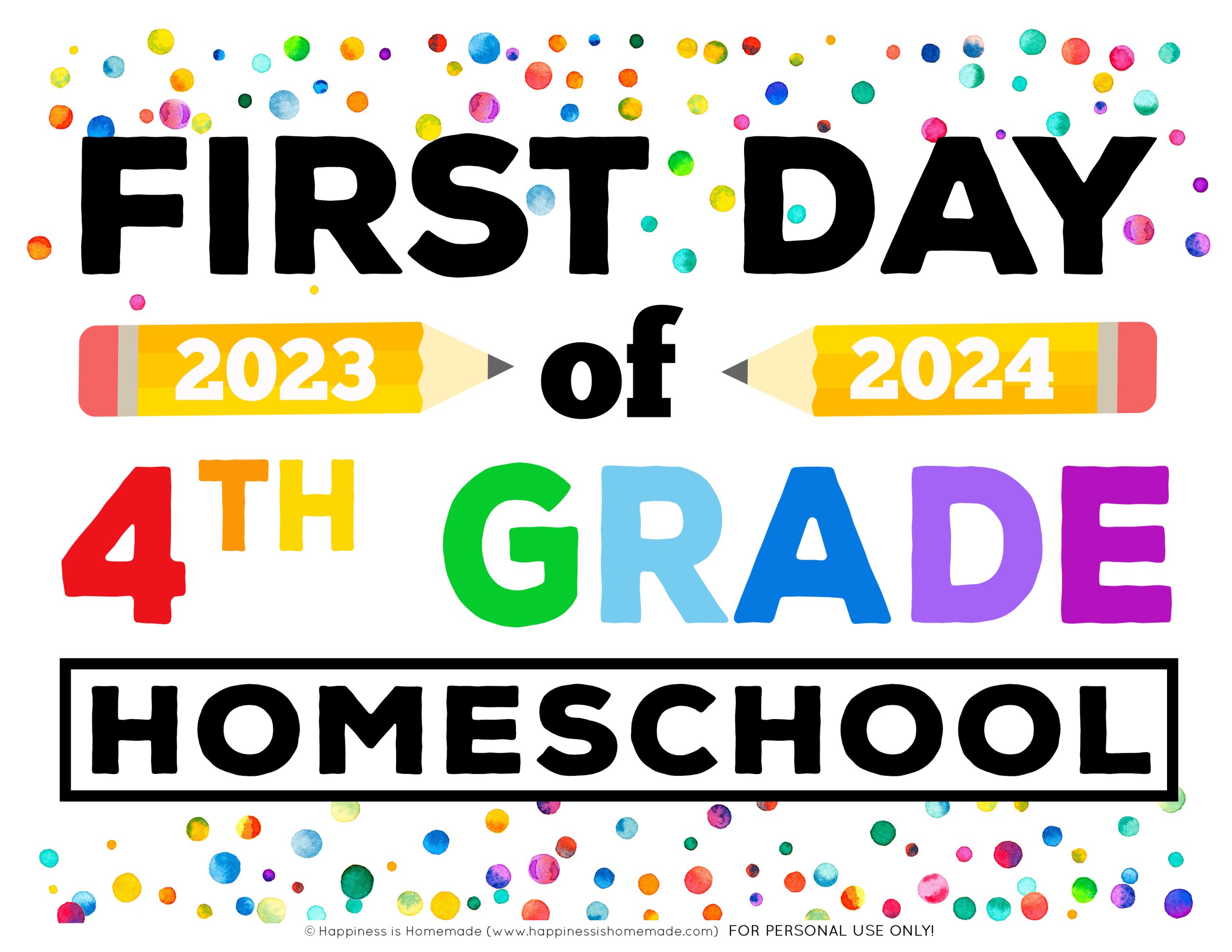 Graphic of Free Printable First Day of Homeschool sign 2023 - 2024