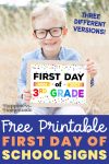 first day of school sign held by young boy