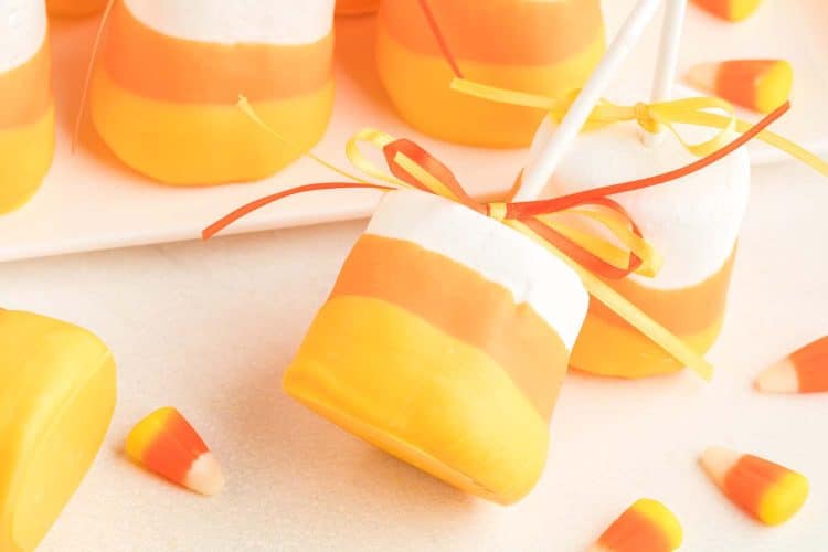 Candy Corn Marshmallow Pops Recipe Happiness is Homemade