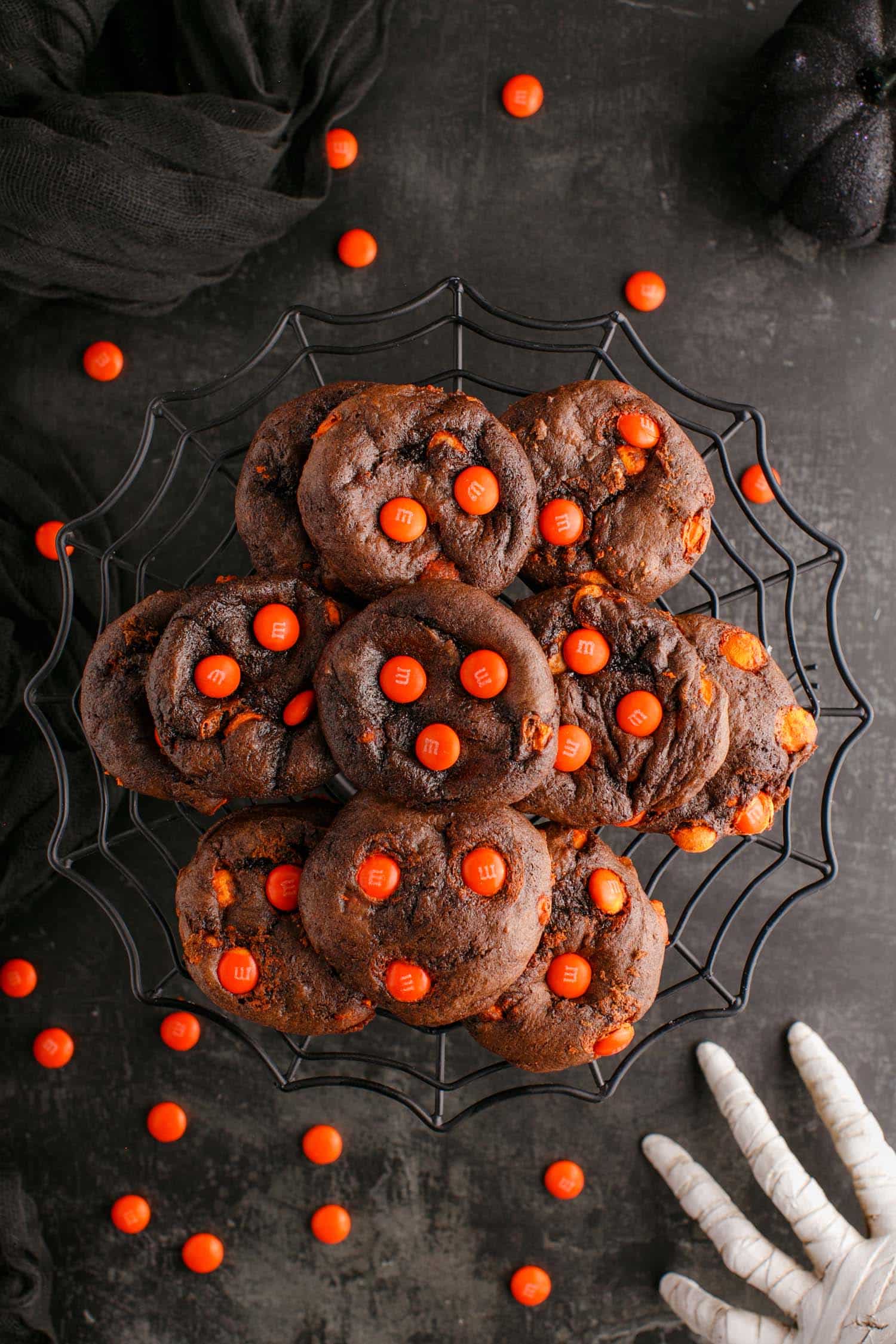 Halloween Cake Mix Cookies on a spider web plate.