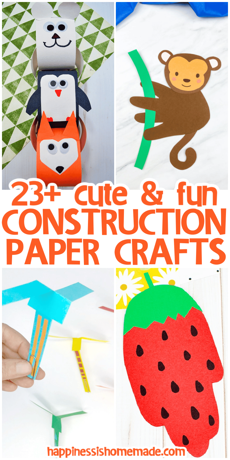 23+ cute and fun construction paper crafts pin graphic