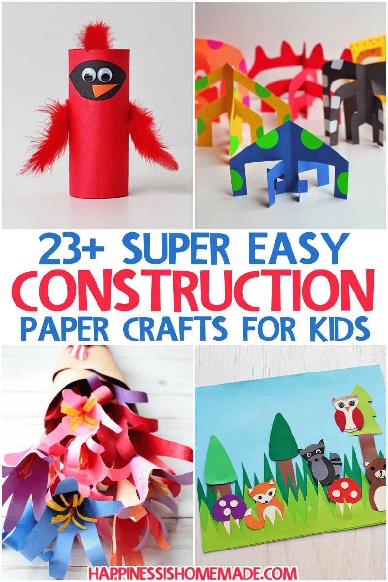 23+ super easy construction paper crafts for kids pin graphic
