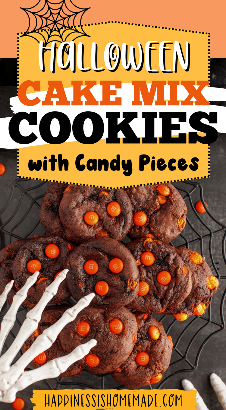 halloween cake mix cookies with candy pieces