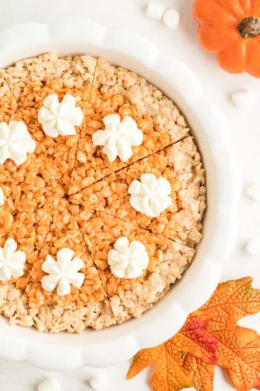 Sliced Thanksgiving Pumpkin Pie Treat in Dish Ready to be Served