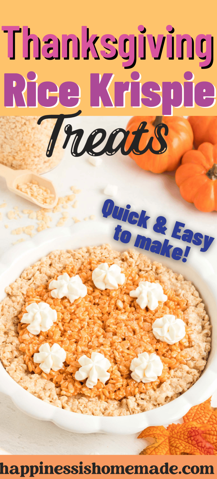 Pin Graphic of Thanksgiving Rice Krispie Treats