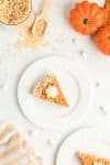 Overhead of Pumpkin Pie Rice Krispie Treat served on white platter