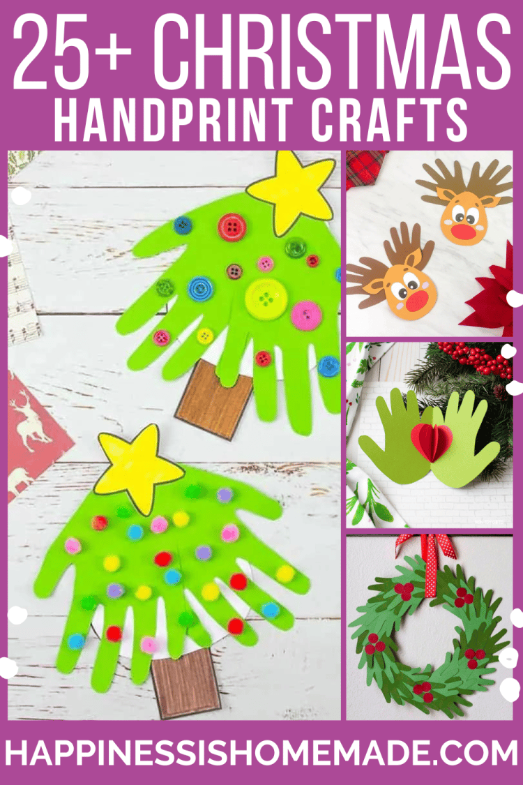 Pin graphic of 25+ Christmas Handprint Crafts