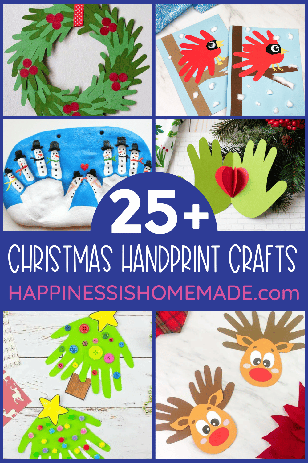 Graphic of collage 25+ Christmas Handprint Crafts