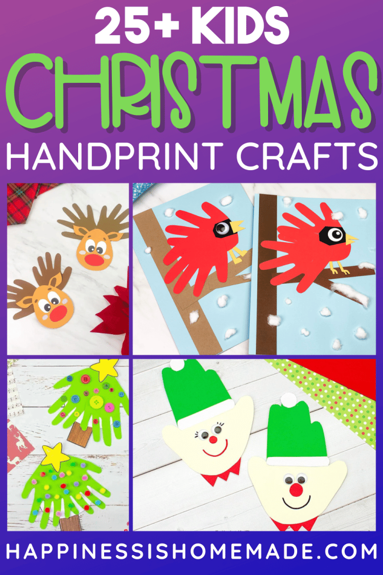 Pin Graphic of 25+ Christmas Handprint Crafts for Kids