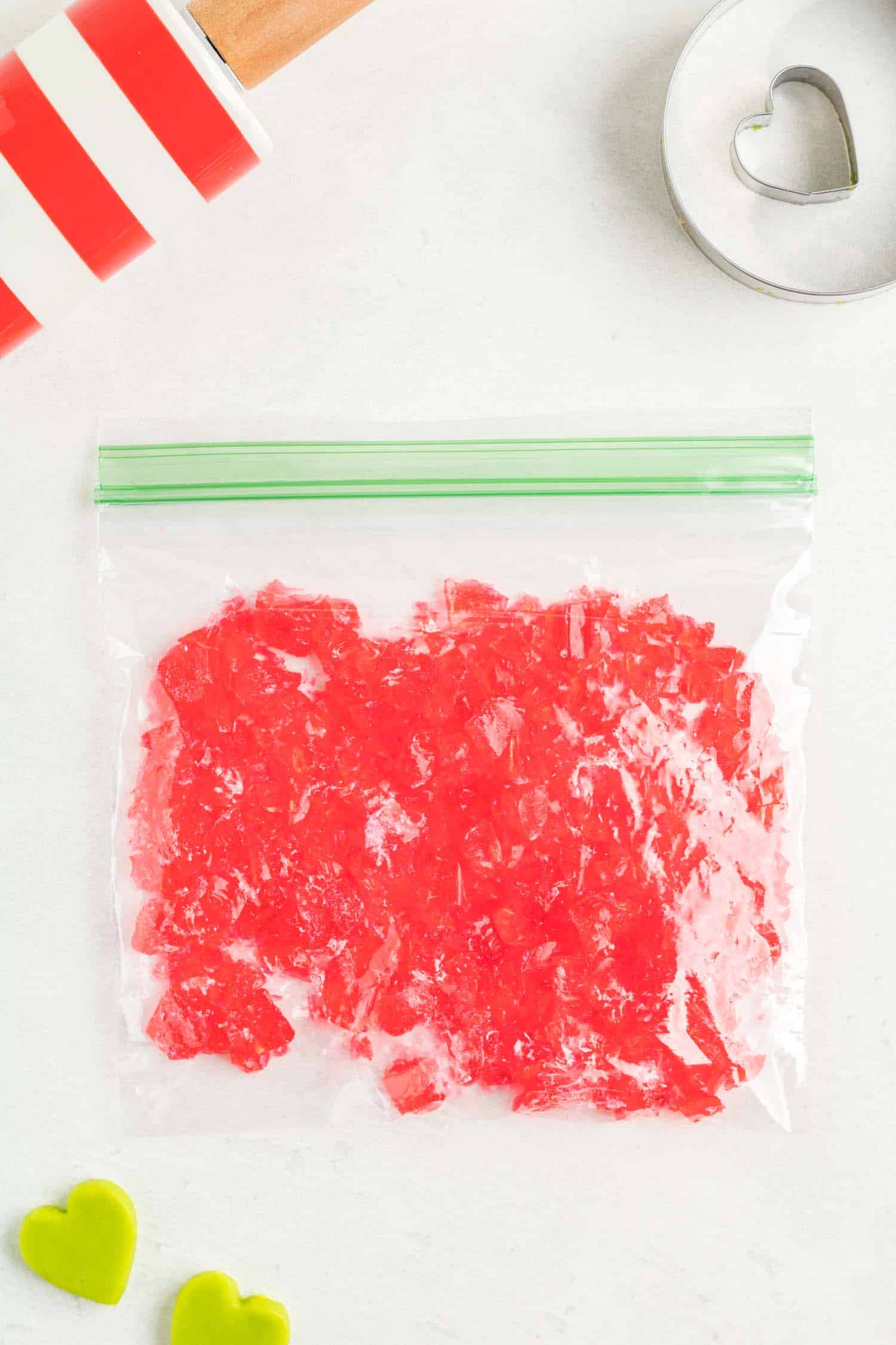 Crushed Jolly Ranchers Candy in Plastic Bag