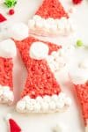 Santa hat Rice Krispie dessert close up