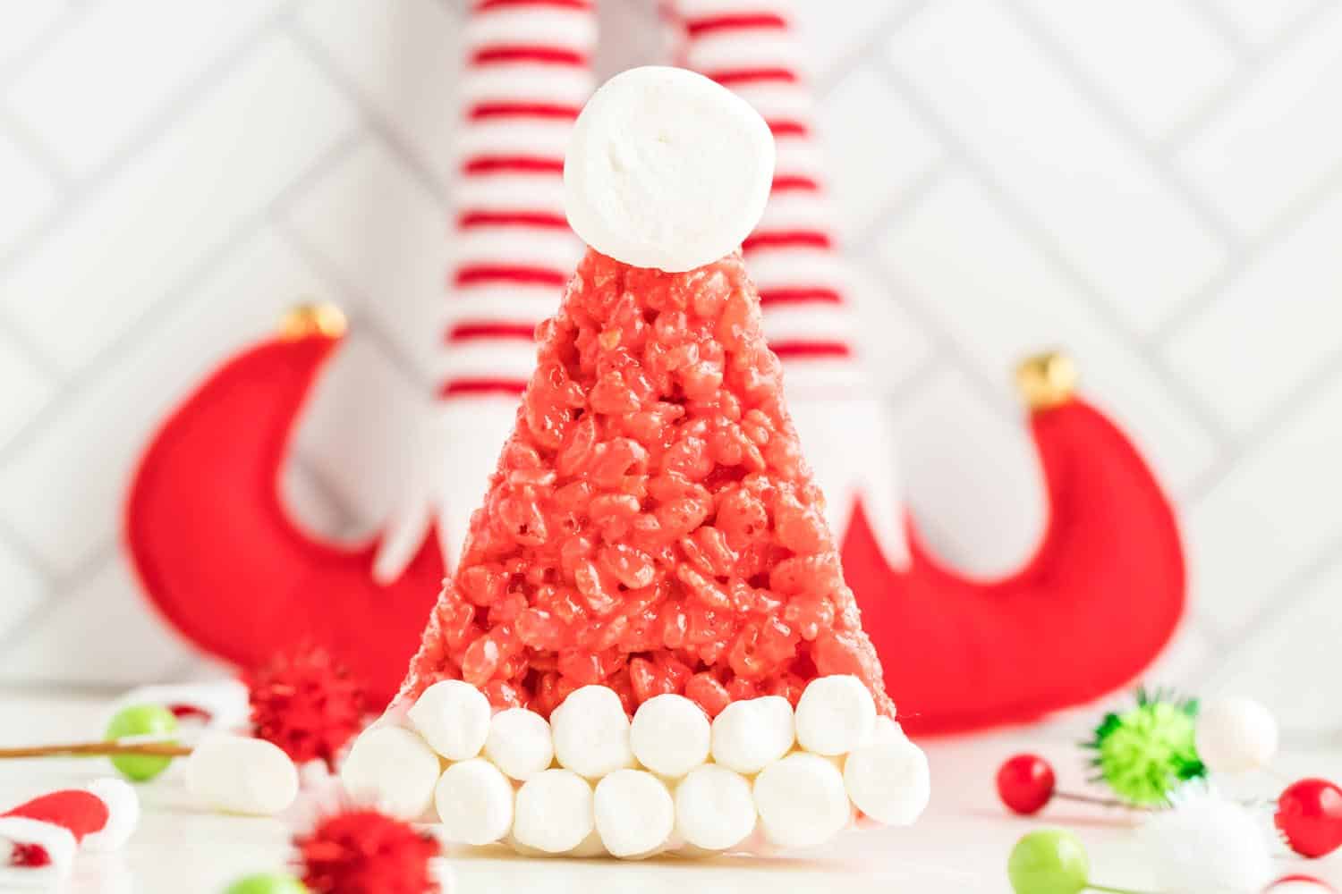 Christmas Rice Krispie Treat on holiday background