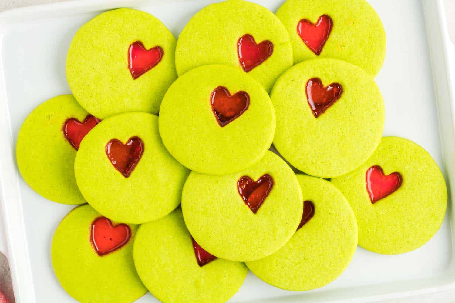 Platter of Stained Glass Grinch Cookies