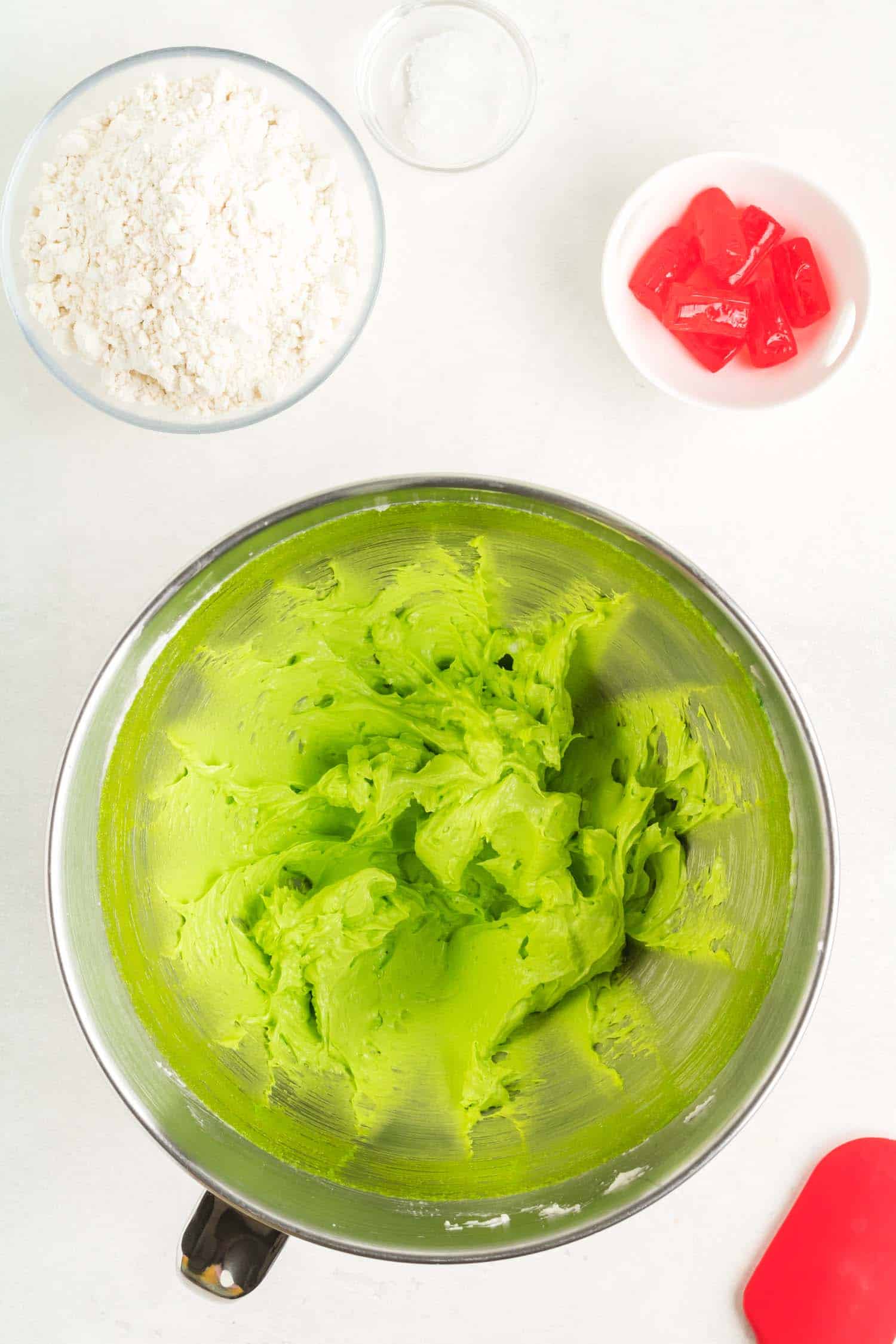Whipped green dough for Christmas cookie treat