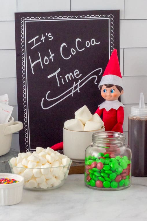 elf with hot cocoa ingredients