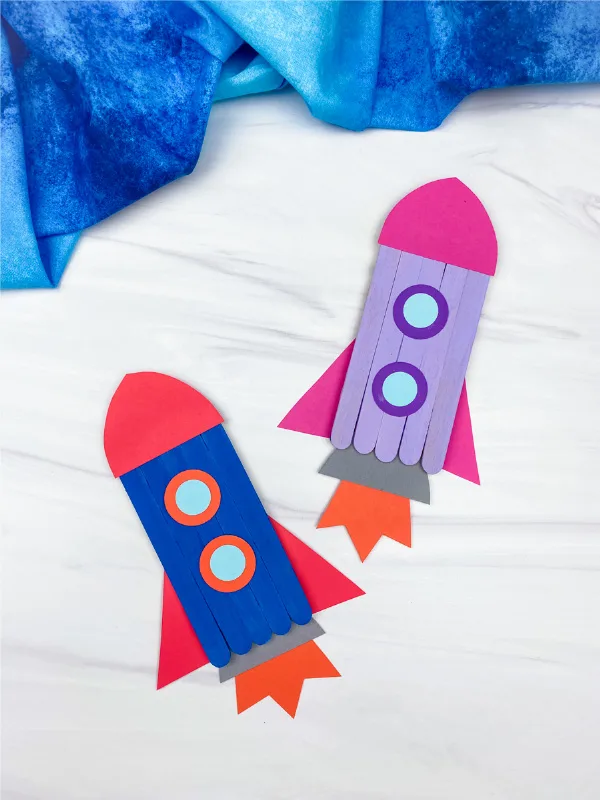 craft sticks made into rocket ships