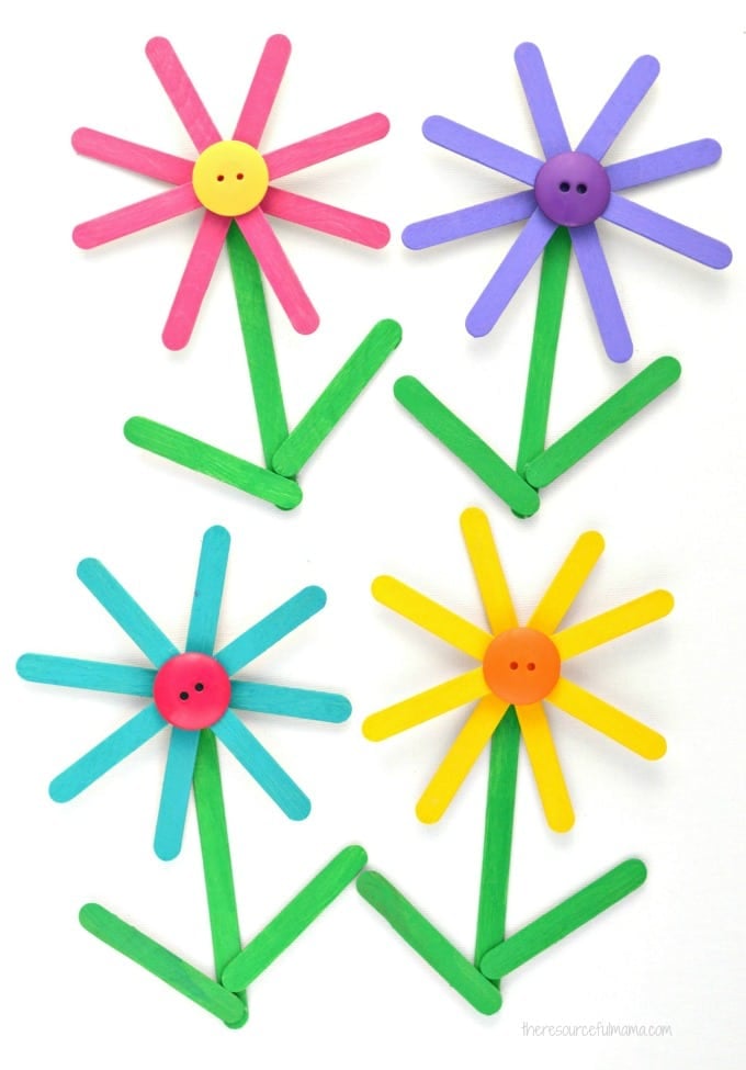 craft sticks made into flowers